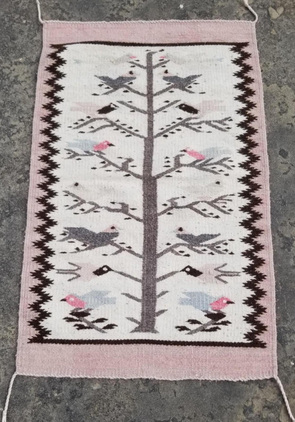 Antique Native American Navajo Handmade Tree of Life Wool Multicolor Rug 106x66c gallery