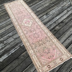 Vintage Runner Rug | Pink and Brown Tones | 3×10