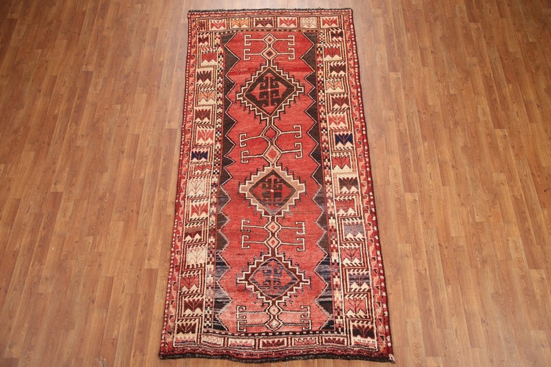 Vintage Red Wool Hand-knotted 9 ft Runner Tribal Traditional Hallway Rug 4x9 gallery