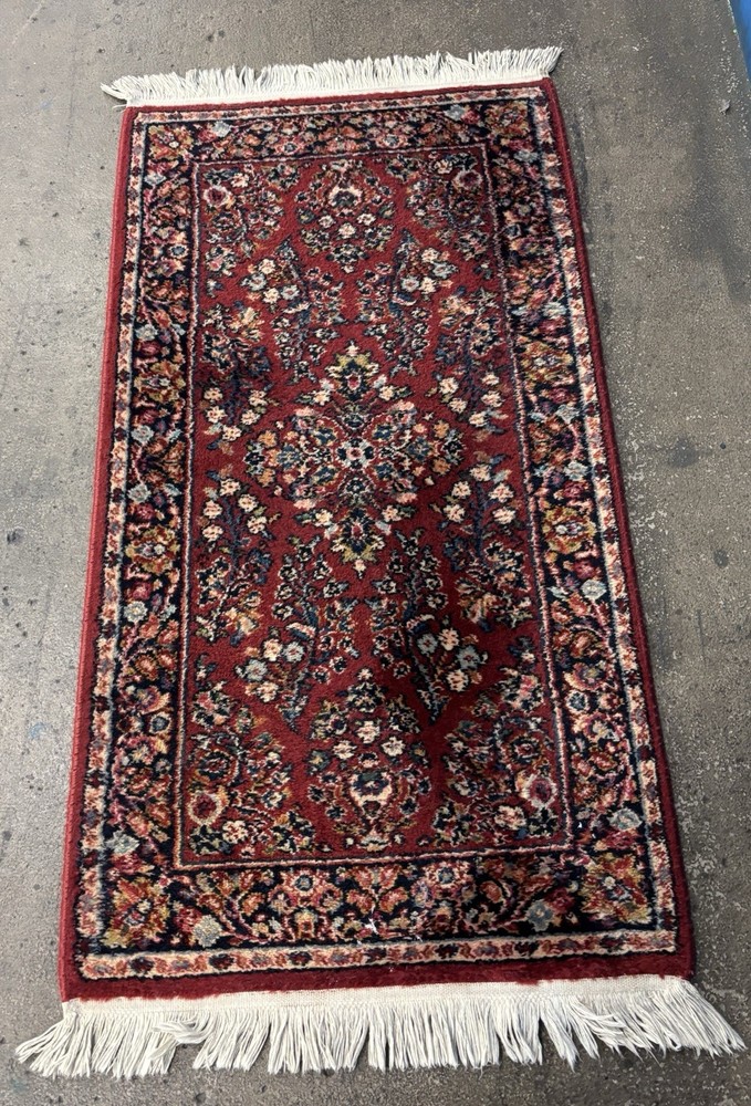 2.2' x 4' Karastan #785 Red Sarouk wool rug USA Made.
