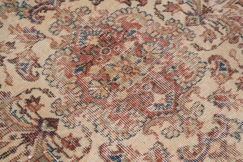 Vintage Turkish Oushak Wool Area Rug 5x9 ft Neutral Handmade Antique Carpet 486 gallery