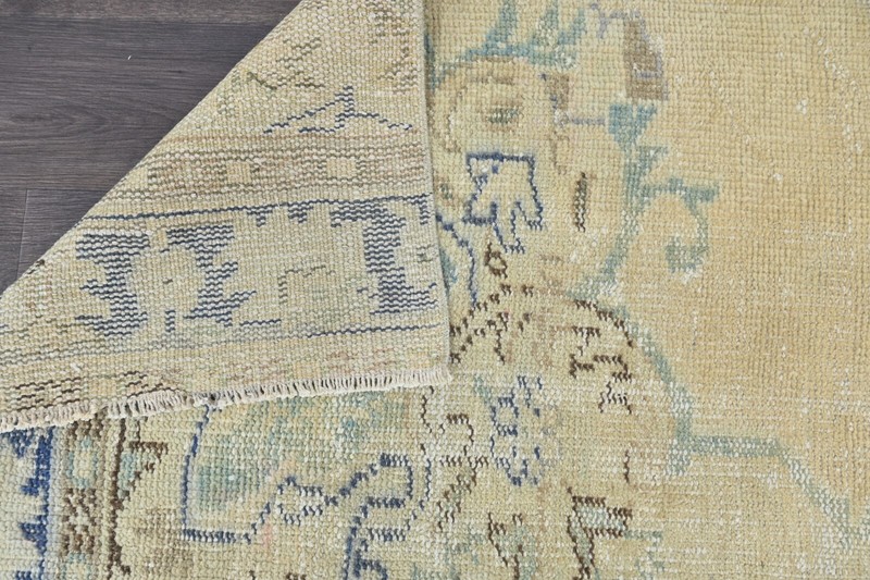 Vintage Turkish Runner Rug 2x10ft BEIGE Handmade Anatolian Oushak Hallway Wool gallery