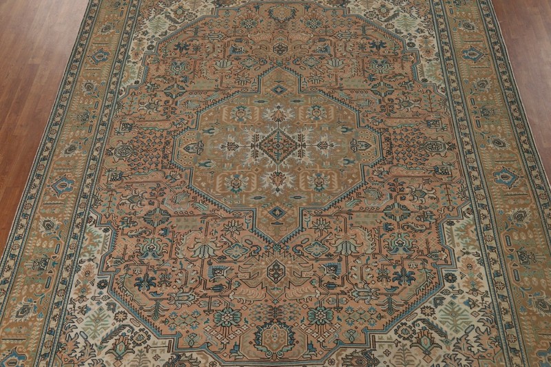 Vintage Geometric Tebriz Area Rug 10x13 Traditional Handmade Living Room Carpet gallery