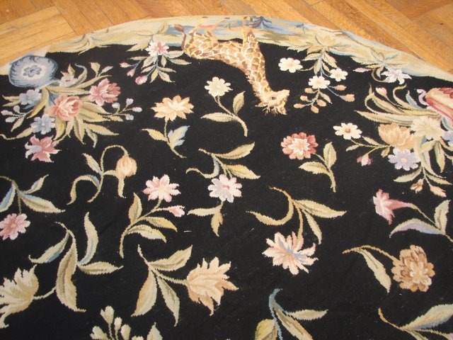 Round Needlepoint Hand-Woven 6x6 Nature Wildlife Modern Area Rug PIX-10333 gallery