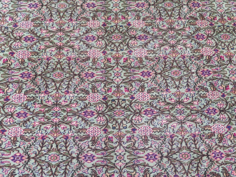 Vintage Turkish Carpet, Pink Green Rugs, Handmade Floor Wool Floral Rug 79"x112" gallery