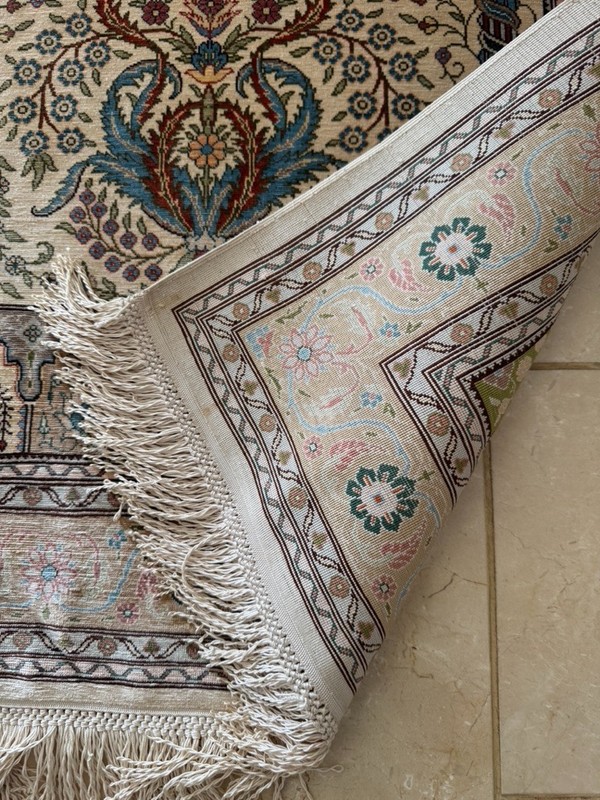 A Touch of Timeless Beauty with a Turkish Hereke 100% Silk on Silk Rug 485 KPSI gallery