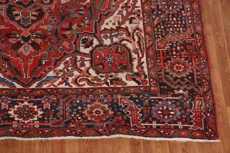 Vintage Traditional Handmade Wool Heriz Area Rug 9x11 ft Living Room Red Carpet gallery