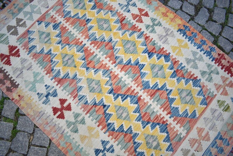 Afghan Rug 43'' x 64'' Tribal Flat Woven Rug Muted Dye Rug Home Decor Wool Rug gallery