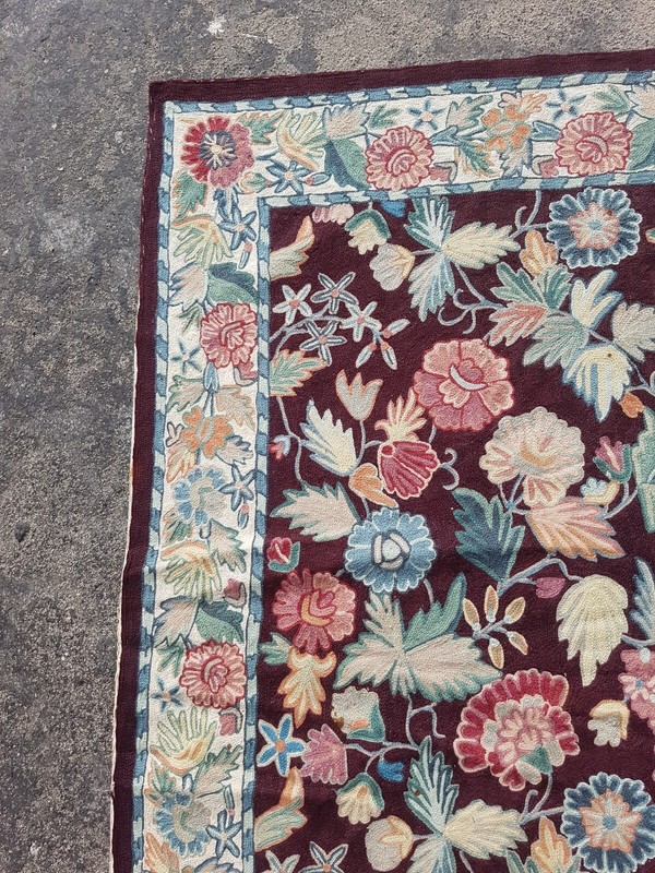 Vintage Traditional Handwoven Kashmiri Crewel Wool Kilim Rug 140x85 cm gallery
