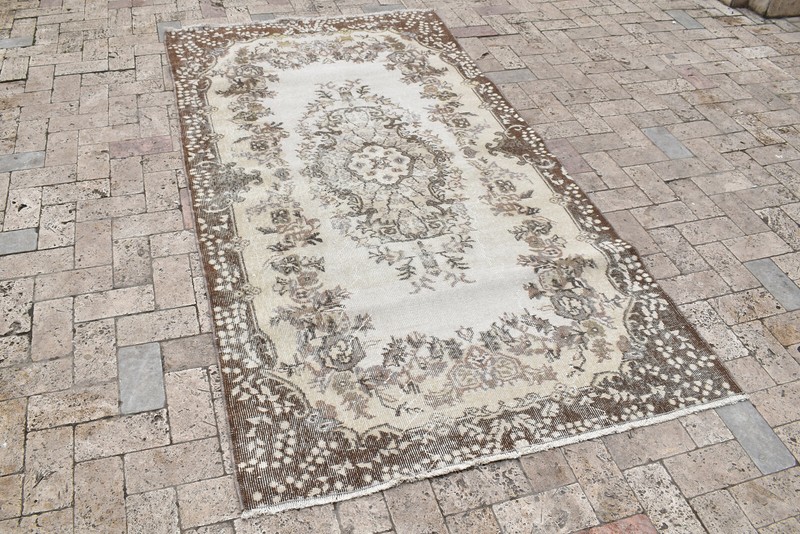 Turkey Rug 46''x85'' Vintage Unique Oushak Soft Color Floral Rug 118x218cm 3x7 gallery