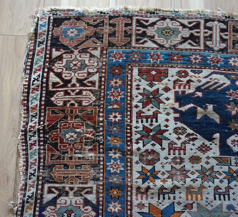 Antique Caucasian Shirvan Rug 4'x5'5" gallery