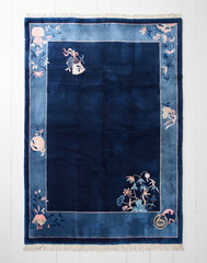 Handmade Chinese Art Deco Rug Vintage Oriental Floral Bird Design Area Carpet