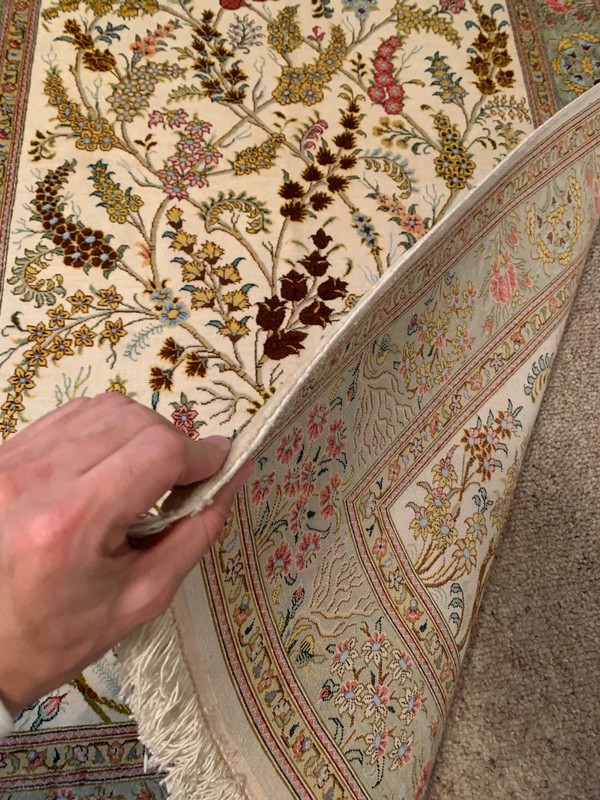 Super Fine Antique Handmade Silk and Wool Rug 4' × 5'  gallery