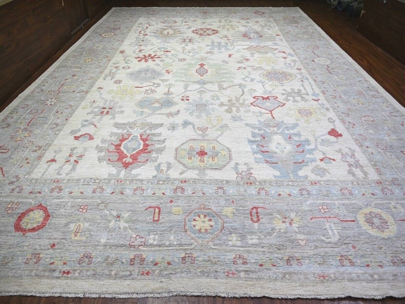 13'10"x19' Ivory, Natural Dyes Oushak with Soft Colors, Pure Wool Hand Knotted gallery