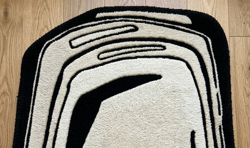 Modern area rug irregular rug black & beige rug monochrome rug line art rug gallery