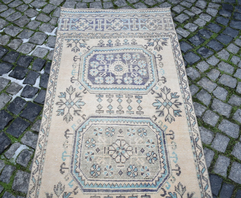 Vintage Turkish Rug 36'' x 144'' Muted Dye Oushak Rug Hand-knotted Hallway Rug gallery