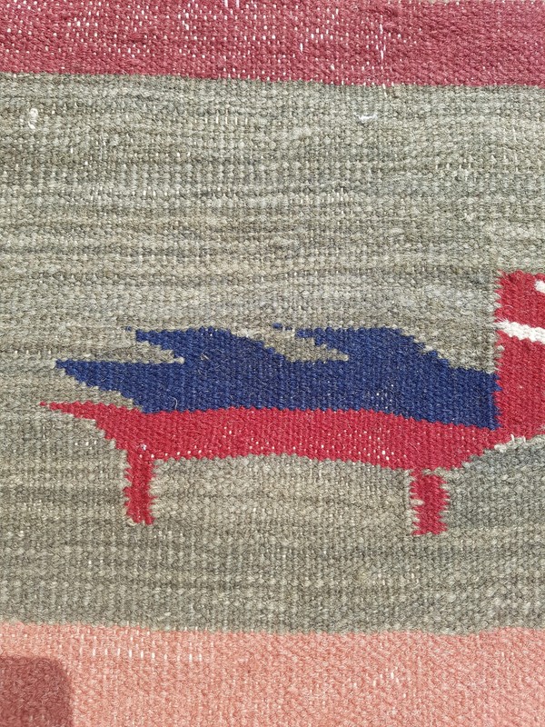 Fine Vintage Traditional Handmade Pictorial Wool Multicolor Kilim 5.8x3.9 ft gallery