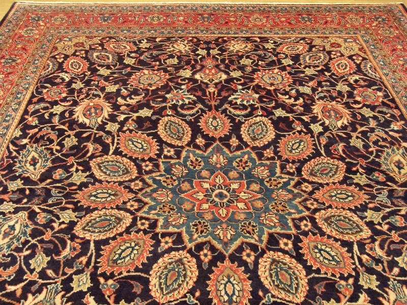 9 x 13 Authentic Handmade Antique Azeri Medallion Wool Rug _EXCELLENT CONDITION gallery