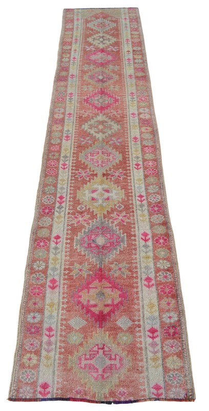 2x10 ft Runner Turkish Rug HandMade Distressed Narrow Hallway Rug actua 2.3x10.2 gallery