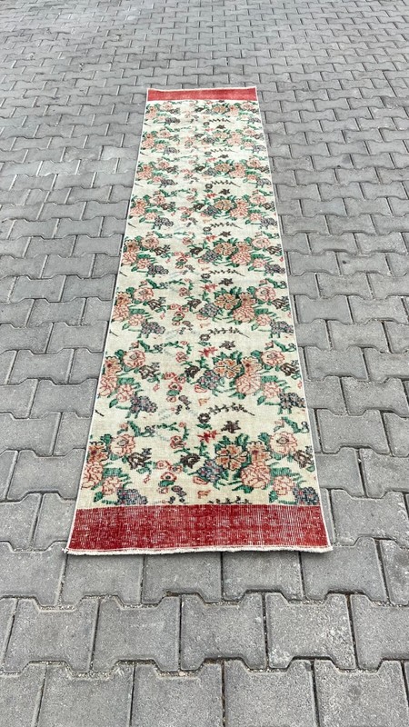 Turkish Runner Rug, 2x10 ft Floral Red Rug, Rug For Hallway, Vintage Runner Rug gallery