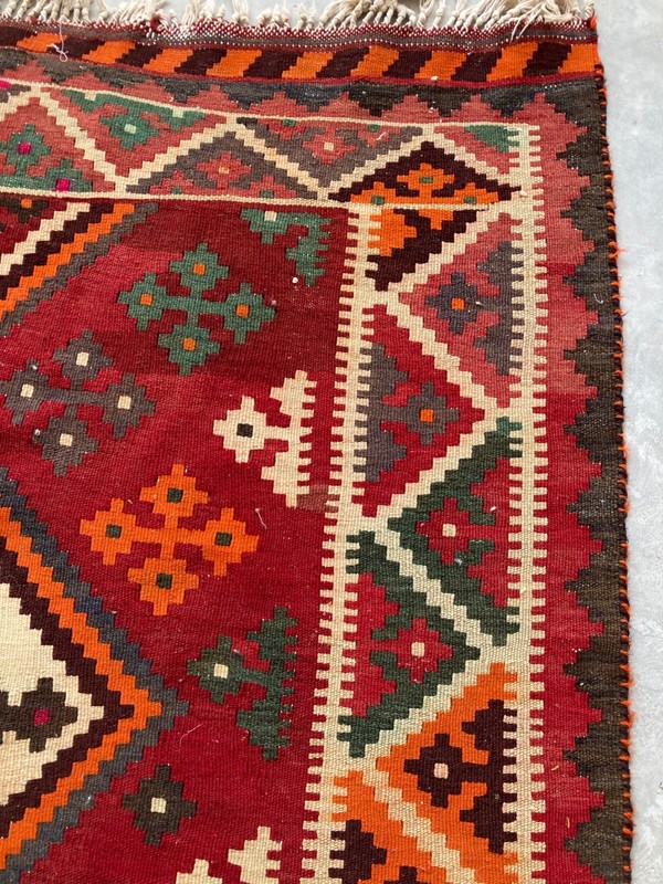 Vintage Traditional Handmade Chevron Qashqai Wool Kilim Floor Rug 284x140 cm gallery