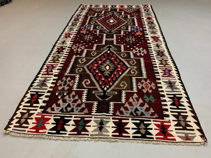 Vintage Turkish Kilim Kelim Rug shabby, country home, boho 230x113 cm medium gallery