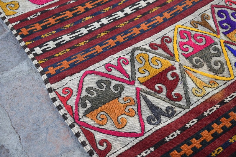 4'3 x 6'1 ft Handmade vintage afghan tribal uzbeki wool kilim rug, 4x6 area rug gallery