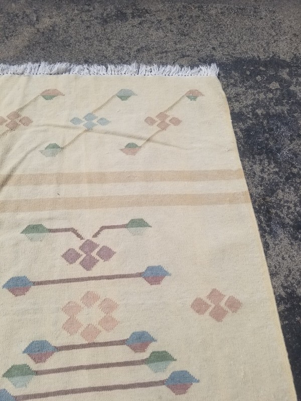 Vintage Traditional Handmade Beautiful Turkish Kilim Floor Rug Carpet 144x95 cm gallery