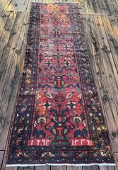 Antique Oriental Persiene Tribal Hand Knotted Rug Runner 9.9 X 3.2 Signed Dated