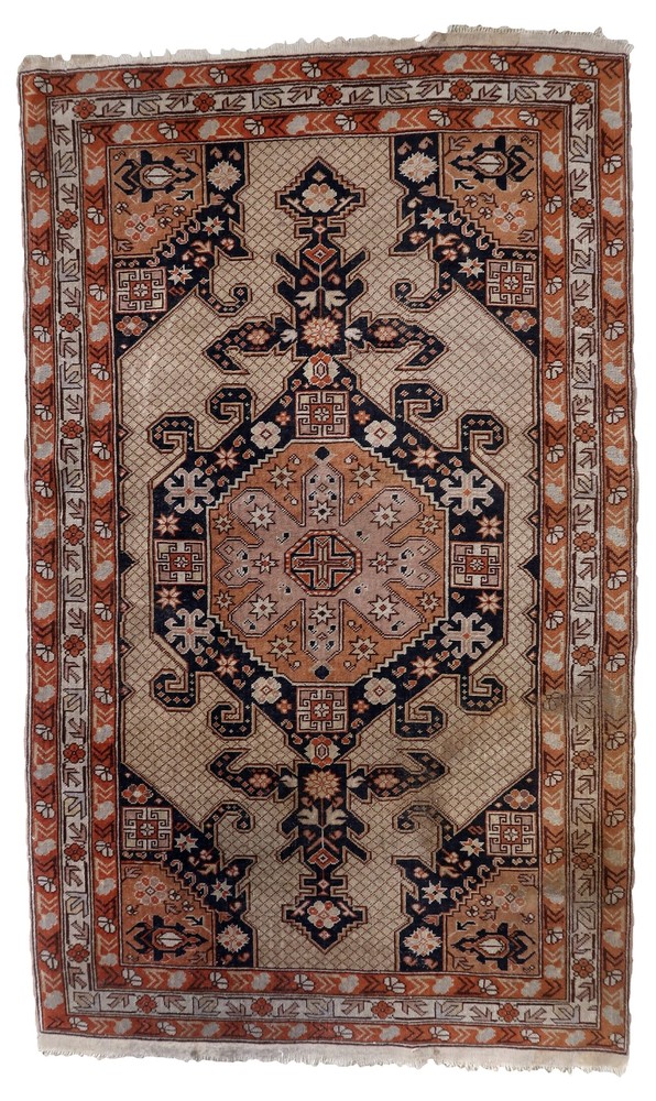 Handmade vintage Turkish Sivas rug 3.8' x 6.3' (118cm x 194cm) 1950s - 1C1061