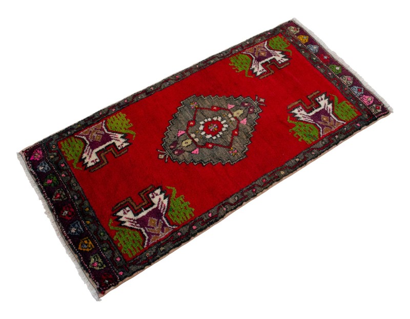 Vintage Small Oushak Rug 2x3 Hand-Knotted Colorful Turkish Wool Mat Door Mat gallery