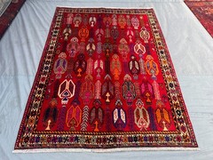 4’10 x 6’7 ft Vintage Afghan Handknotted Tribal Wool Red Geometric Area Rug
