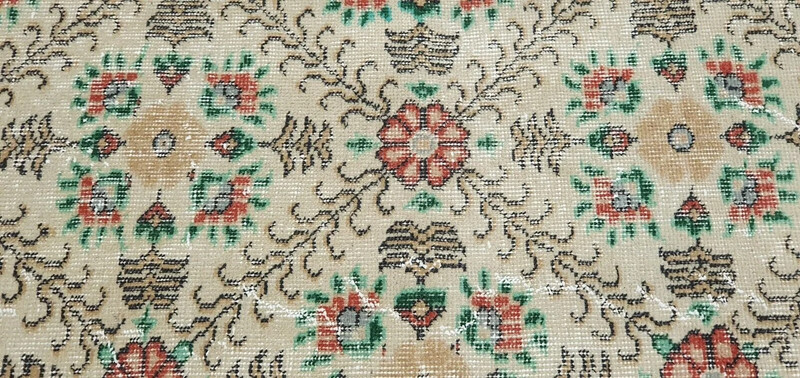Antique 1940-1950's Wool Pile Natural Dye Legendary Oushak Area Rug 5'7"x8' gallery