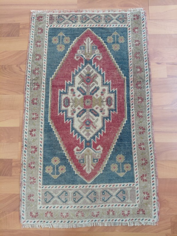 Antique Prayer Rug Blue Rug Hand Woven Rug Traditional Rug Free Ship Rug gallery