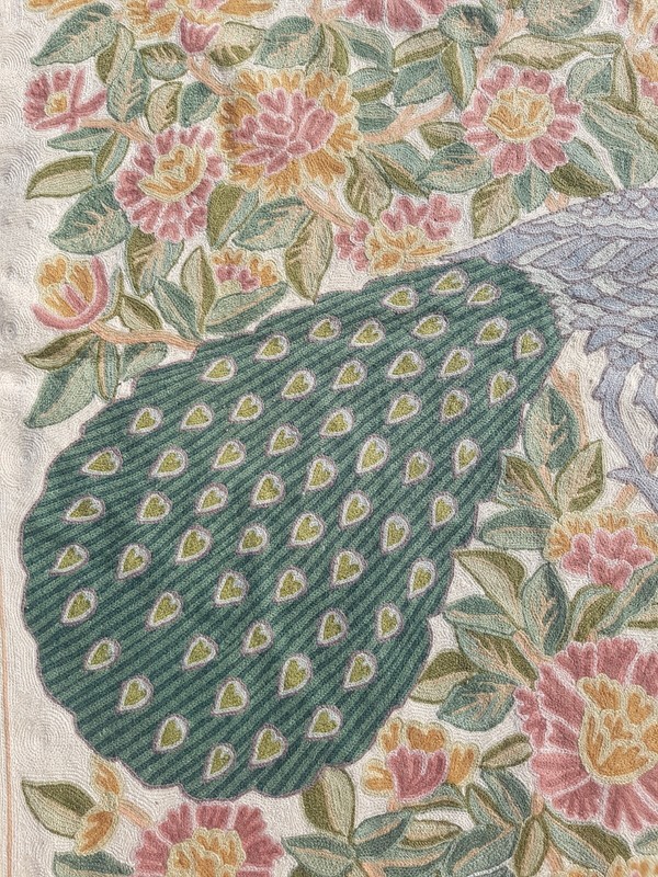 Vintage Hand Woven Traditional Kashmiri Peacock Multicolor Kilim Rug 148x90 cm gallery