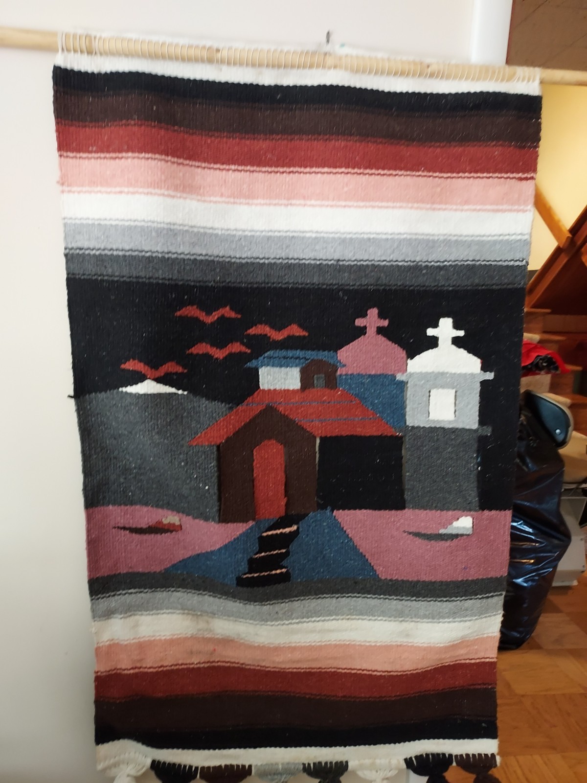 Vintage Handmade Wall Hanging Tapestry Multicolor about 27x46" gallery