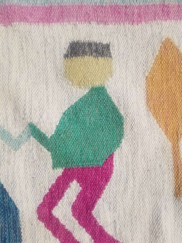 Vintage Hand Made Pictorial Dhurrie Wool Multicolor Kilim Rug 203x133cm gallery
