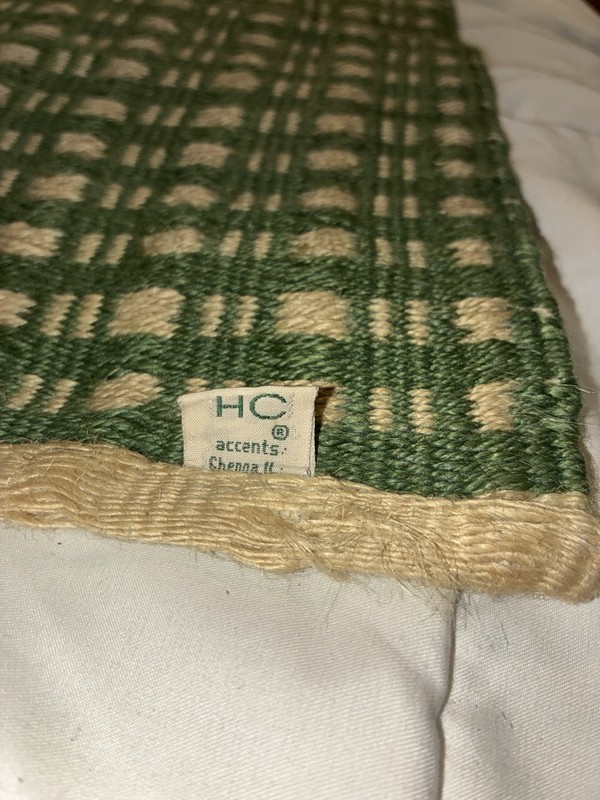 Vintage Hand Woven Green Wool Rug 2x3 gallery