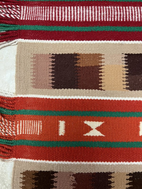 Vintage 1950s Peruvian Culture Handcrafted Area Rug 35” x 30” gallery