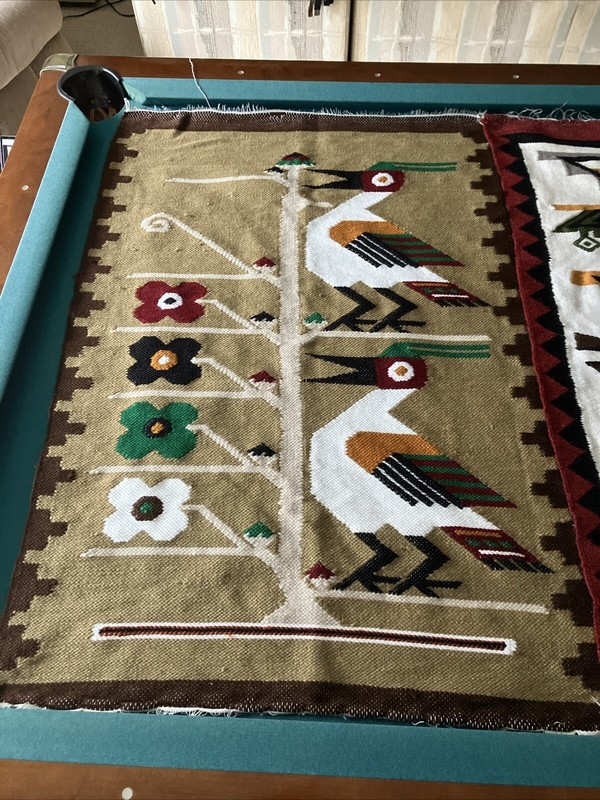 2 Vintage Native American Aztec South Western Wall Hanger Rug 28x46 Inches gallery