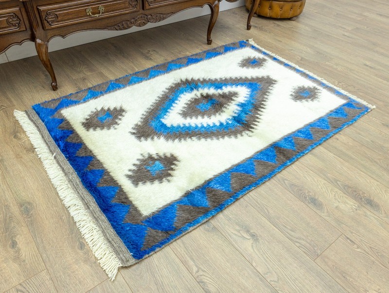 Long Pile Turkish Tribal Shaggy Rug-Vintage Handwoven Mohair Shag Tulu-3.8x5.6ft gallery