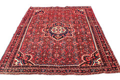 Oriental Floral Medallion Afghan 5′ 3″ x 6′ 10″ Red Hand Knotted Area Rug