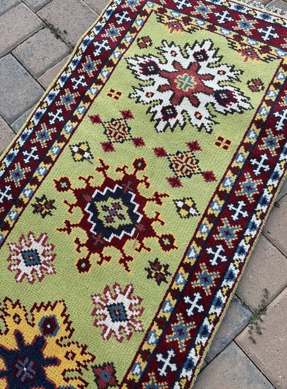 Brand New Handmade Turkish Oushak Lime Green Runner, Soft Pile, 3'x8' gallery