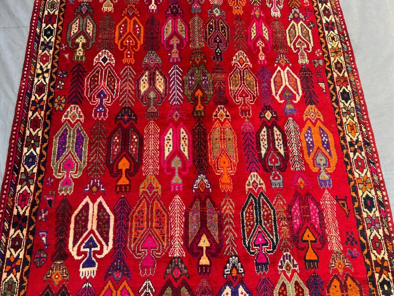 4'10 x 6'7 ft Vintage Afghan Handknotted Tribal Wool Red Geometric Area Rug gallery