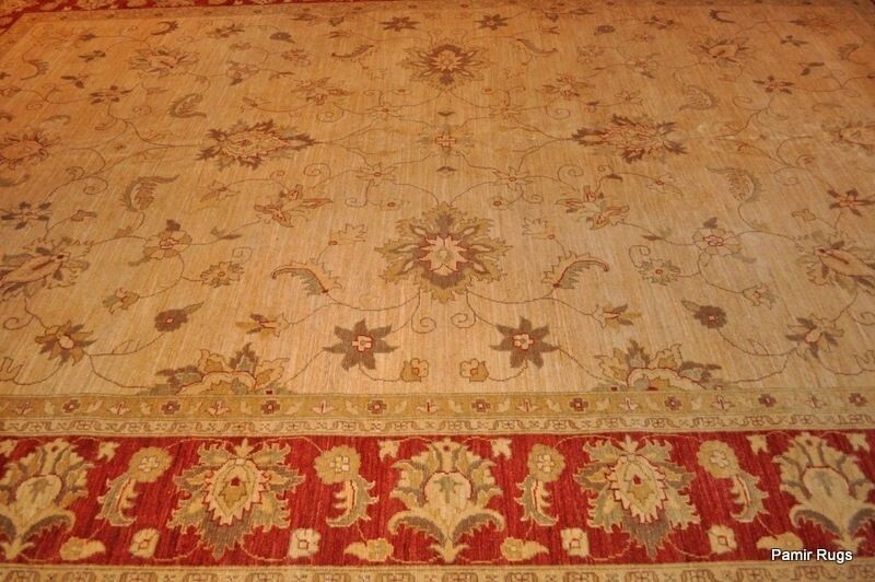 10 X 14 TOP QUALITY HANDMADE AGRA DESIGN ORIENTAL RUG BEIGE ORANGE RED, GOLD gallery