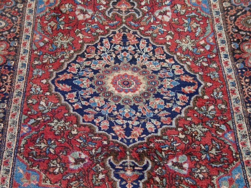 EXCELLENT ANTIQUE SAROUKK FLORAL RED HAND-KNOTTED WOOL ORIENTAL RUG 3'4" x 5' gallery