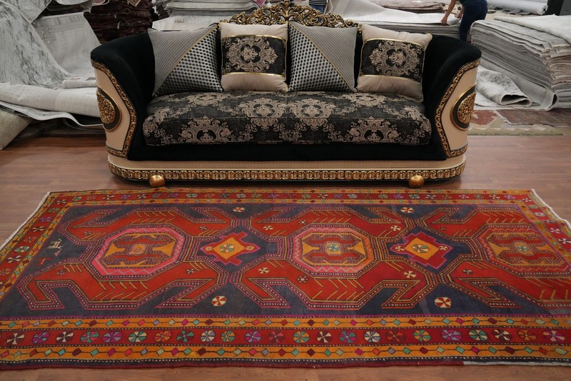 Tribal Wool Carpet Red & Blue Handmade Oriental Runner Rug 5x10 Ft Hallway Rug gallery