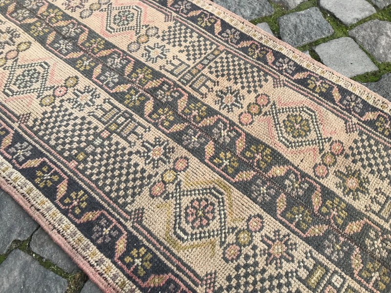 Turkish Vintage Rug Handmade Wool Rug Bohemian Runner Rug Home Rug1,8 x 8,2 ft gallery