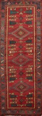 Geometric Wool Red Hand-made Traditional Tribal Hallway 10 ft Runner Rug 4×10