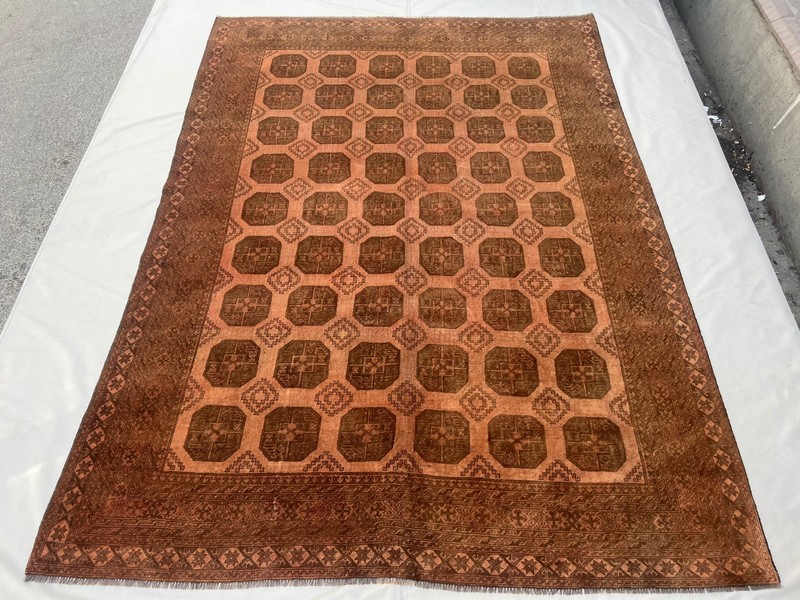 Antique Turkmen Rug 7'3x10ft Hand Knotted Tribal Terracotta Vintage Bedroom Rug gallery